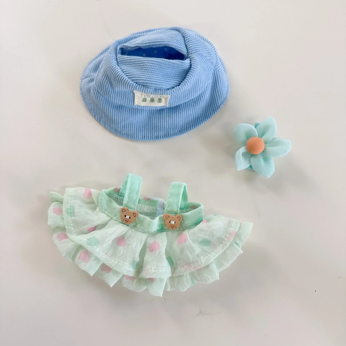For 17cm labubu doll clothes wrinkled skirt flower hairpin set fisherman hat labubu clothes ropa labubu