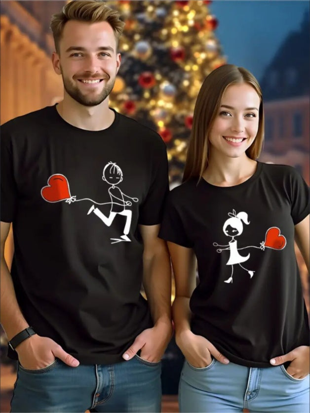 Love Valentine'S Day T-Shirt, Couple T-Shirt, Couple Christmas, Fashion Casual T-Shirt, Short-Sleeved T-Shirt