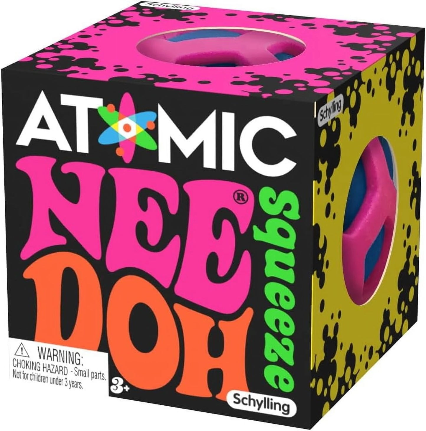Nee Doh Atomic Squeeze Ball - Novelty Fidget Toy for Children Ages 3 and Up, Available in Multiple Colors