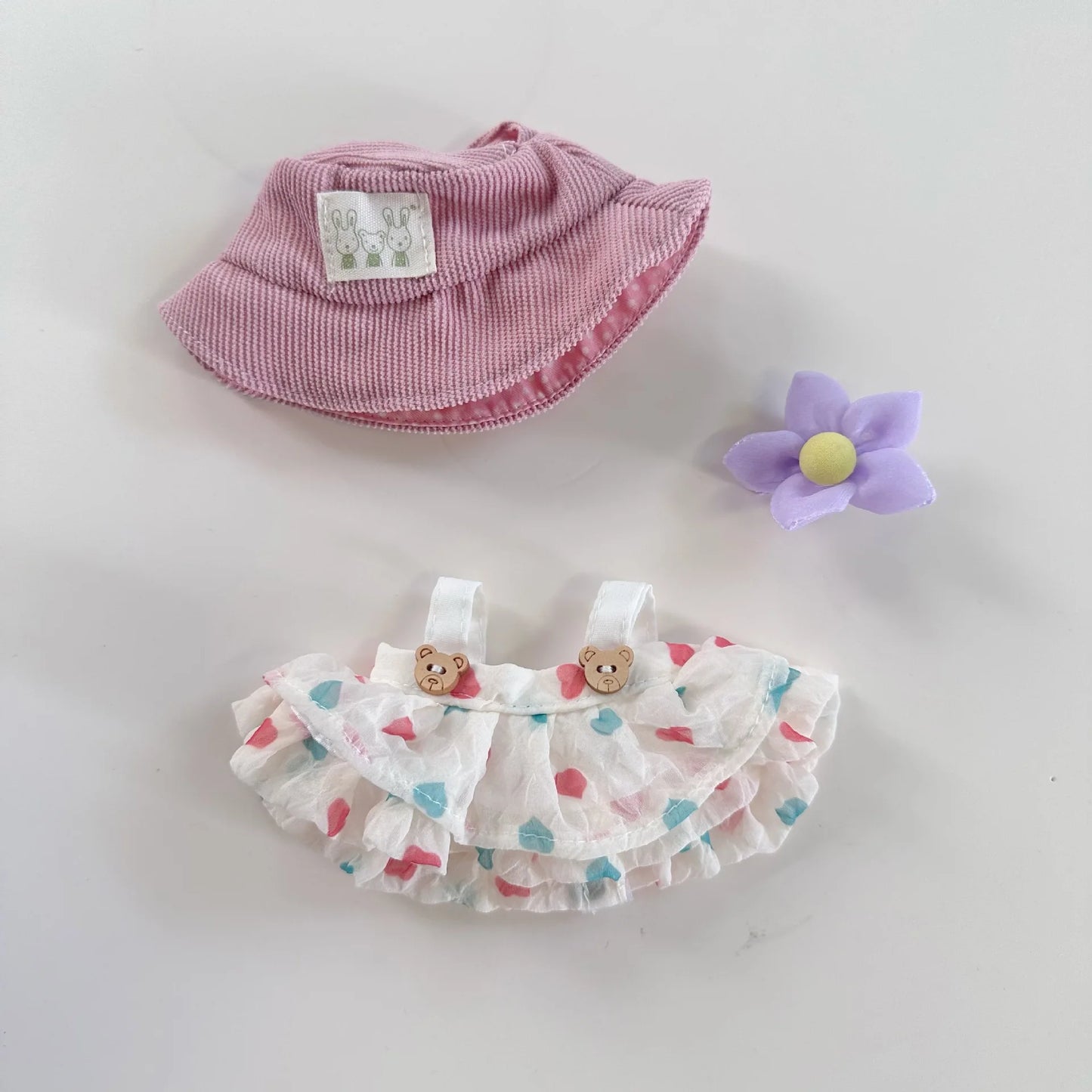 For 17cm labubu doll clothes wrinkled skirt flower hairpin set fisherman hat labubu clothes ropa labubu