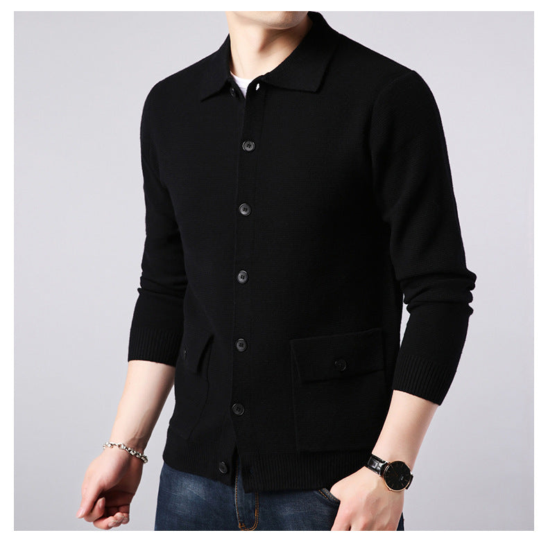 Lapel Cardigan Men's Wool Sweater