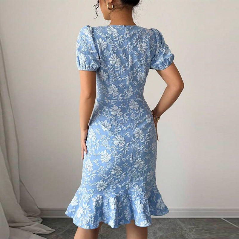 Daisy relief dress slim fit fishtail skirt short sleeved