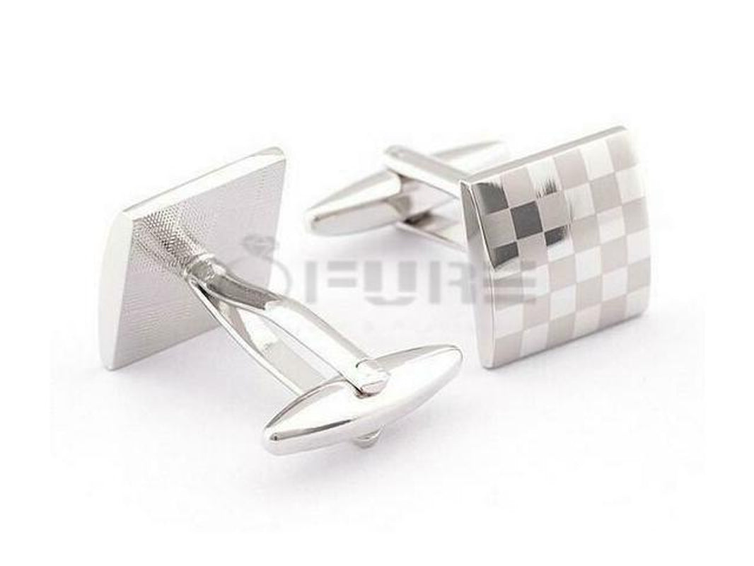 Classic Square Checkered Cuff Link 18Ct Gold Plated Men'S Formal Gift Cufflinks