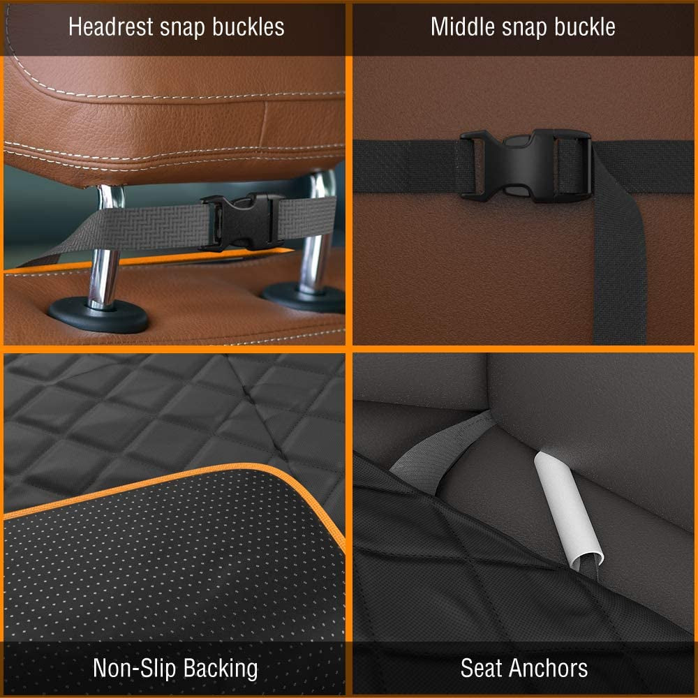 Premium Waterproof Front Dog Car Seat Cover for SUVs, Trucks, and Sedans - Orange