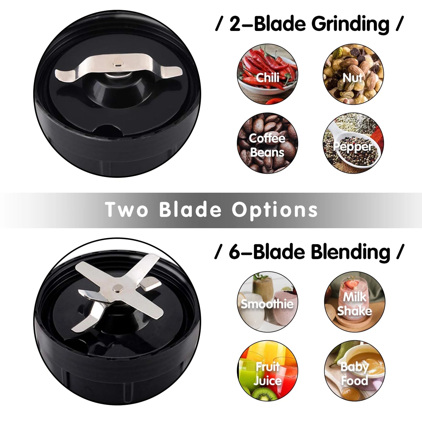 Professional Personal Portable Blender for Shakes, Smoothies, Food Preparation, and Frozen Blending - Includes 35 oz and 14 oz Bottles, 1200W, BPA Free (Silver)