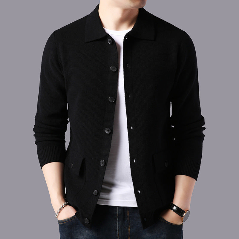 Lapel Cardigan Men's Wool Sweater