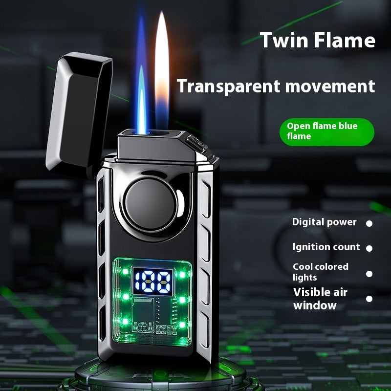 Creative Intelligent Ignition Power Display Double Fire Cigarette Lighter