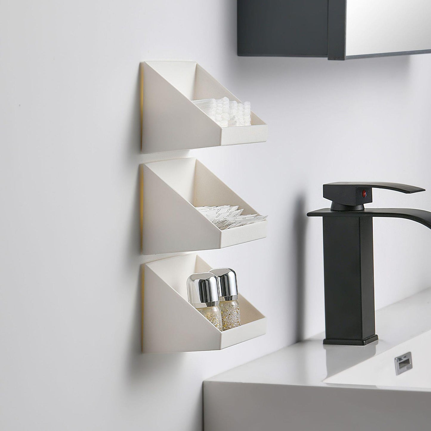 Mirror Cabinet Oblique Cosmetic Shelf Wall Mounted Storage