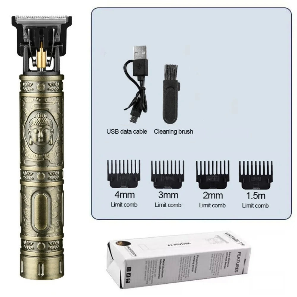 Vintage T9 Electric Hair Cutting Machine Hair Clipper Professional Men Shaver Rechargeable Barber Trimmer for Men Dragon Buddha