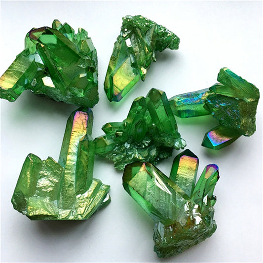 Natural cluster electric green crystal cluster backbone mineral standard seven color light purification demagnetization home decoration