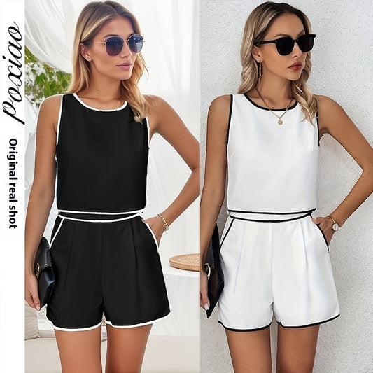 European And American Women's Clothing Summer Casual Shorts Vest Suit