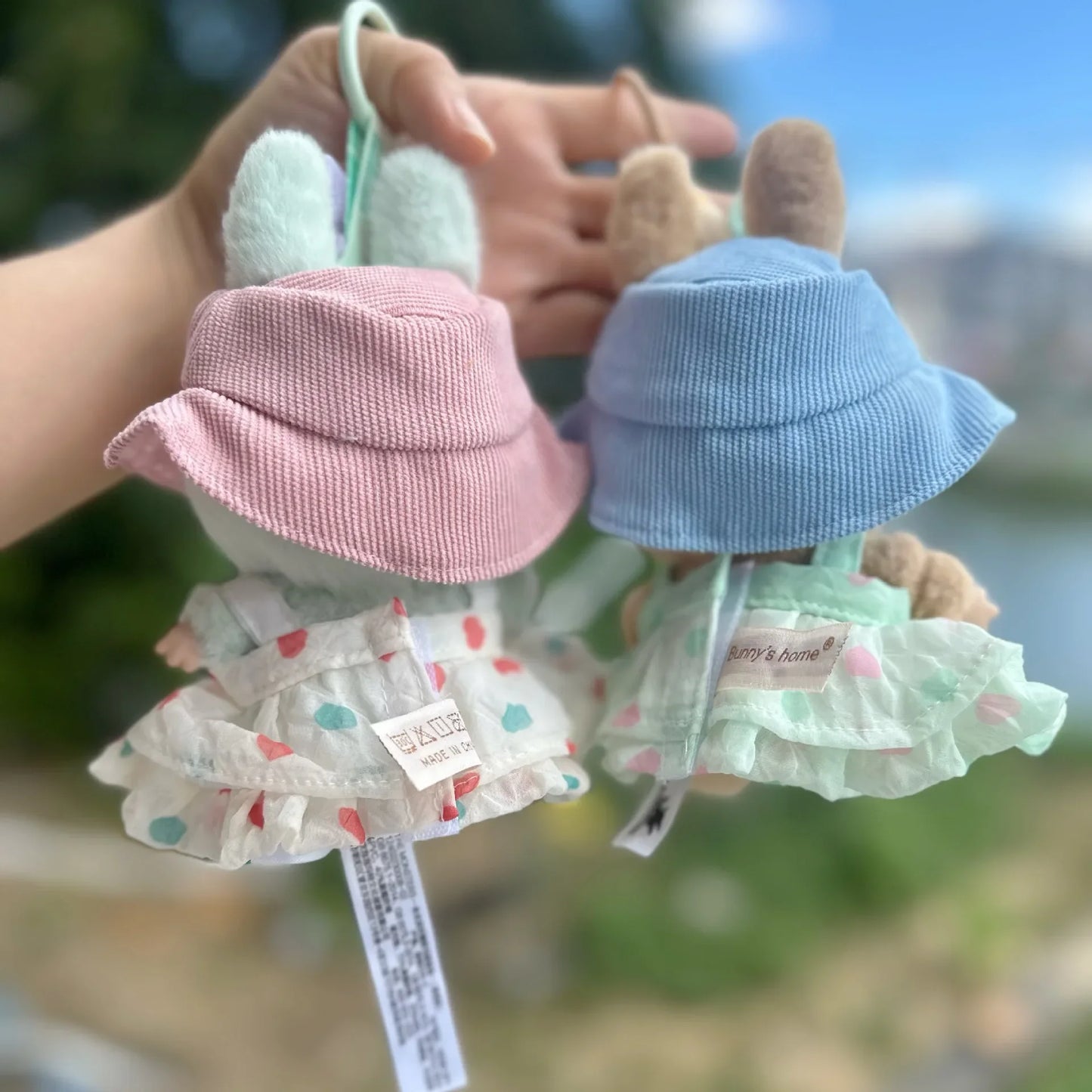 For 17cm labubu doll clothes wrinkled skirt flower hairpin set fisherman hat labubu clothes ropa labubu