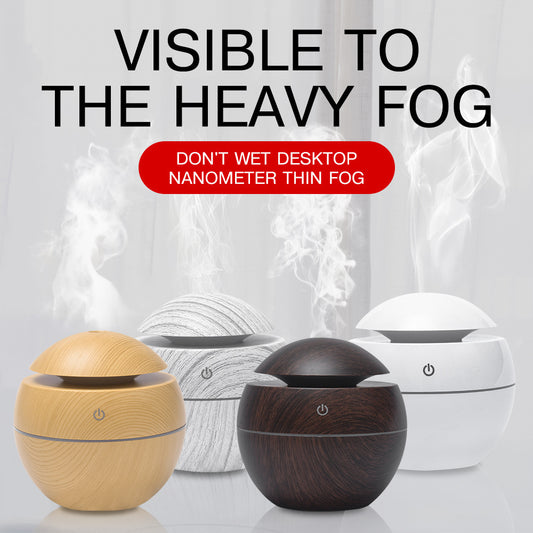Eco-friendly Mute Mushroom Head Mini Ultrasonic Wood Grain Humidifier