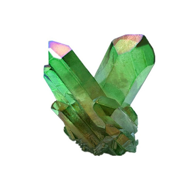 Natural cluster electric green crystal cluster backbone mineral standard seven color light purification demagnetization home decoration