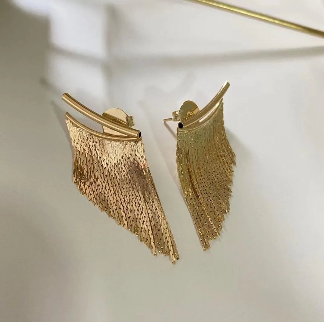 Fashion Dangle Earrings Long Bling Gold Color Tassel Earrings for Women Girls Wedding Daily Hot Sale Jewelry Gift