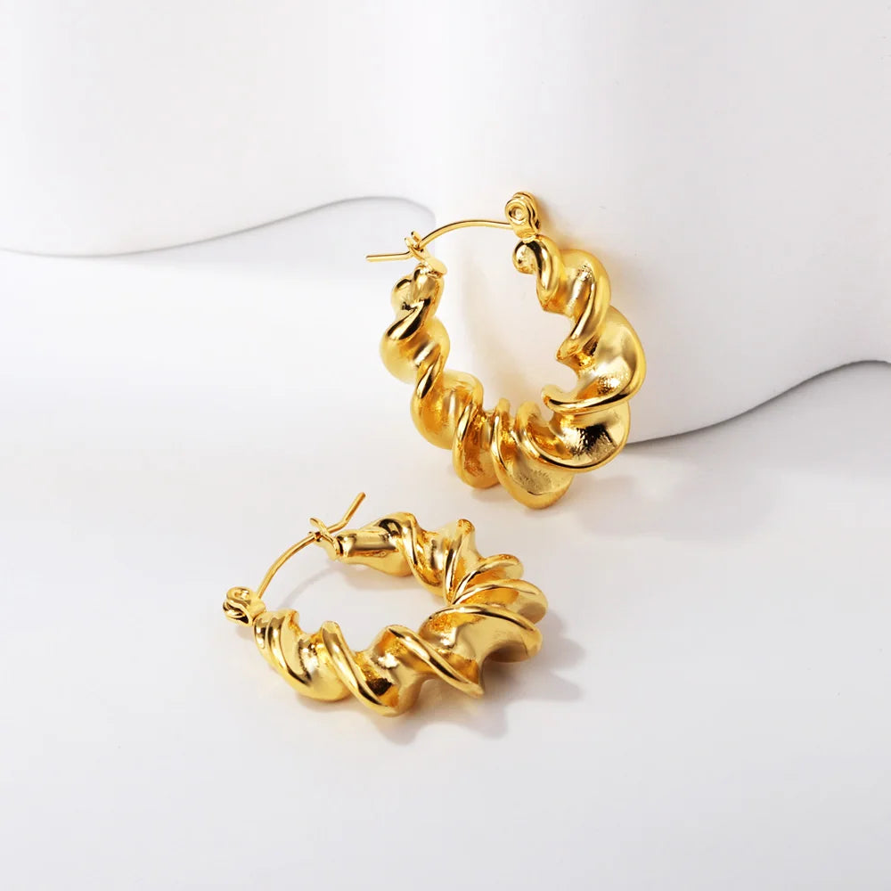 LUXUKISSKIDS Gold Color Luxury Hoop Earrings Aesthetic Hyperbole Big Round Statements Earrings Modern Fashion Korea Jewelry Gift