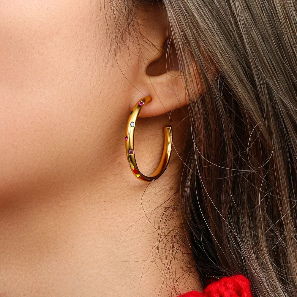LUXUKISSKIDS Gold Color Luxury Hoop Earrings Aesthetic Hyperbole Big Round Statements Earrings Modern Fashion Korea Jewelry Gift