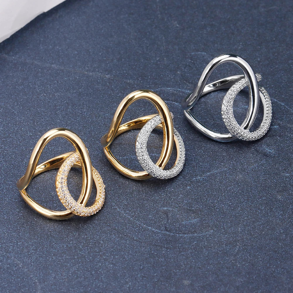 Line Ring for Women Vintage Multi-Layered Crossover Euro-American Style Index Finger Anniversary Party Niche Ins