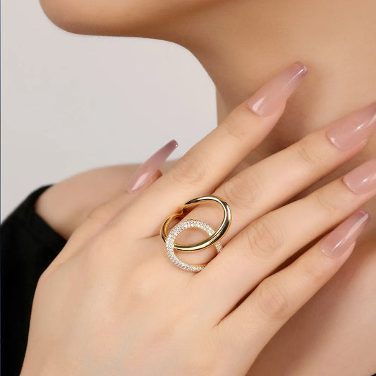 Line Ring for Women Vintage Multi-Layered Crossover Euro-American Style Index Finger Anniversary Party Niche Ins