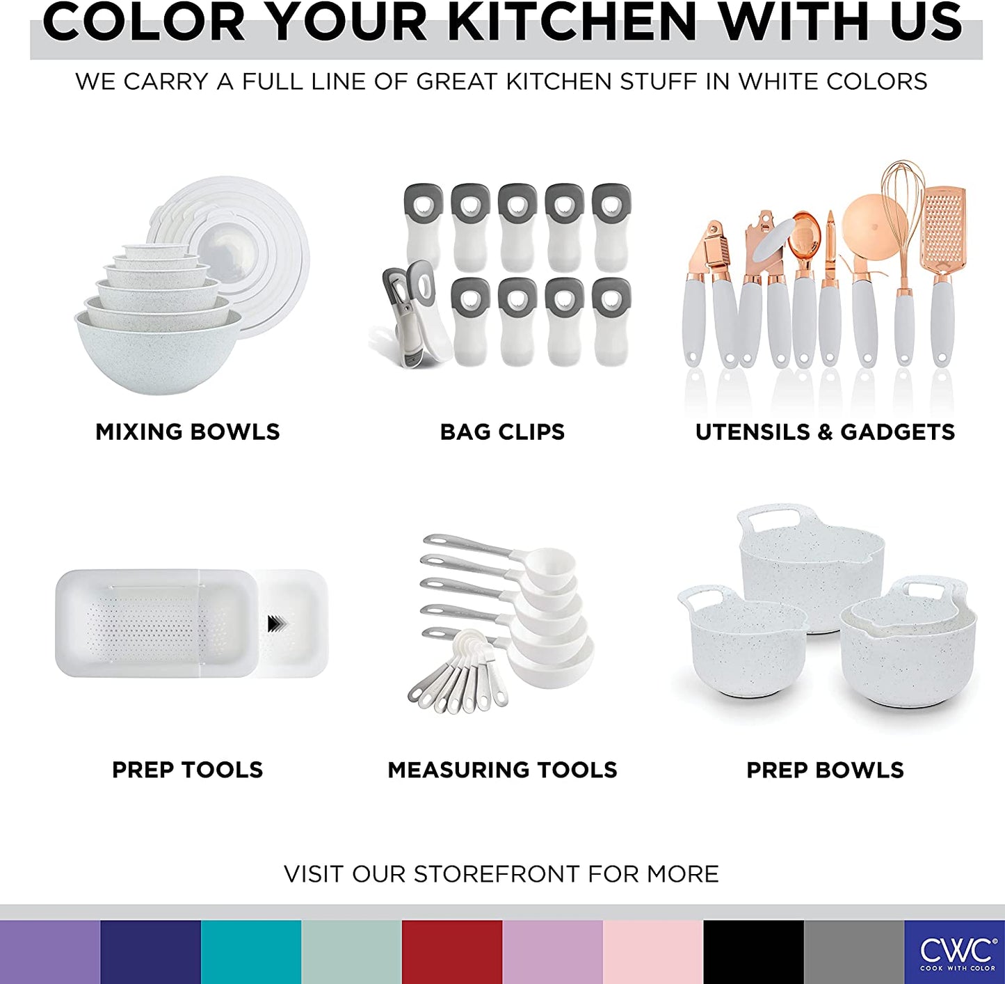 Stainless Steel Kitchen Utensil Set with Soft Touch Handles, 7-Piece Copper and White Collection