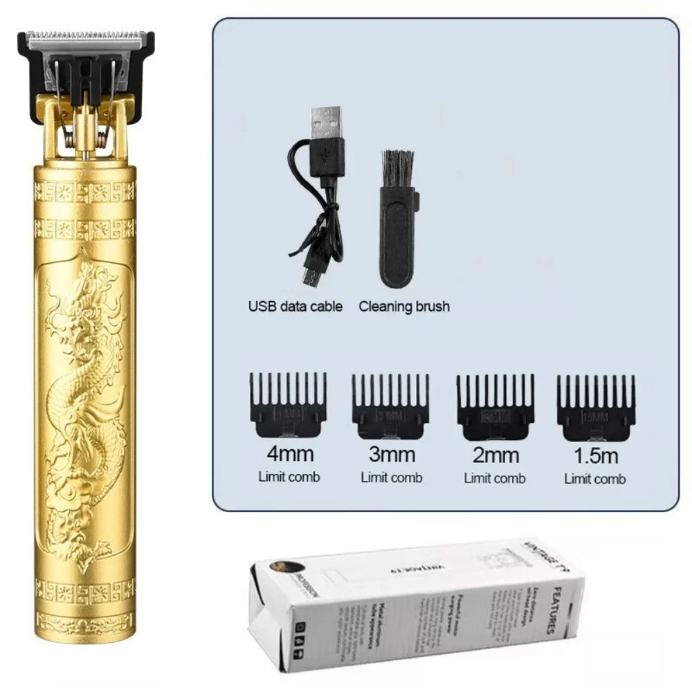 Vintage T9 Electric Hair Cutting Machine Hair Clipper Professional Men Shaver Rechargeable Barber Trimmer for Men Dragon Buddha