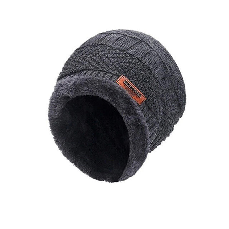 Damen Herren Mütze Strickmütze Fellmütze Weichem Innenfutter Warme Wintermütze