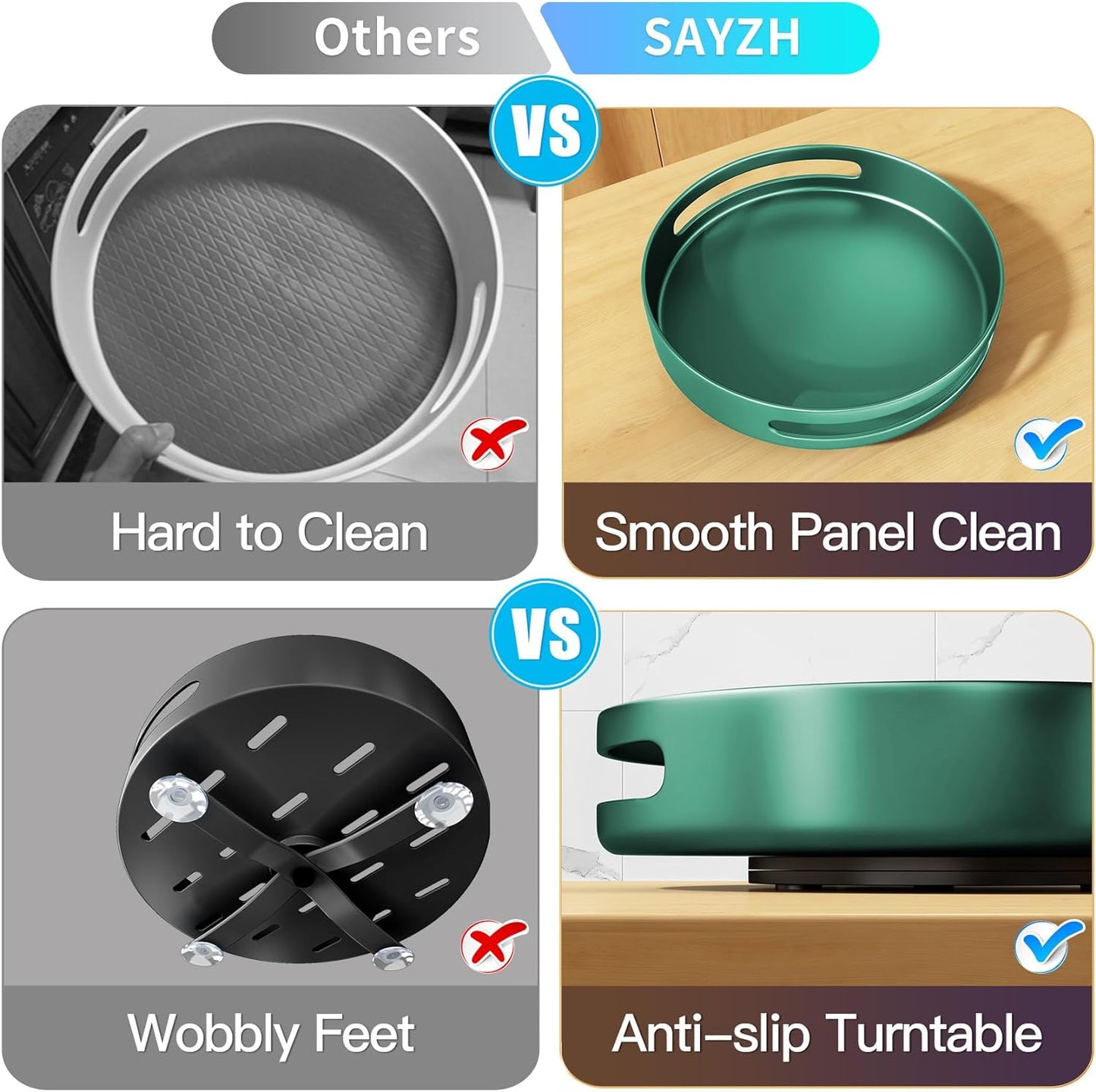 Lazy Susan Organizer Metal Steel Turntable, Rotating Spice Racks for Pantry Cabinet Cupboard Organizer Table 10 Inch Dark Green