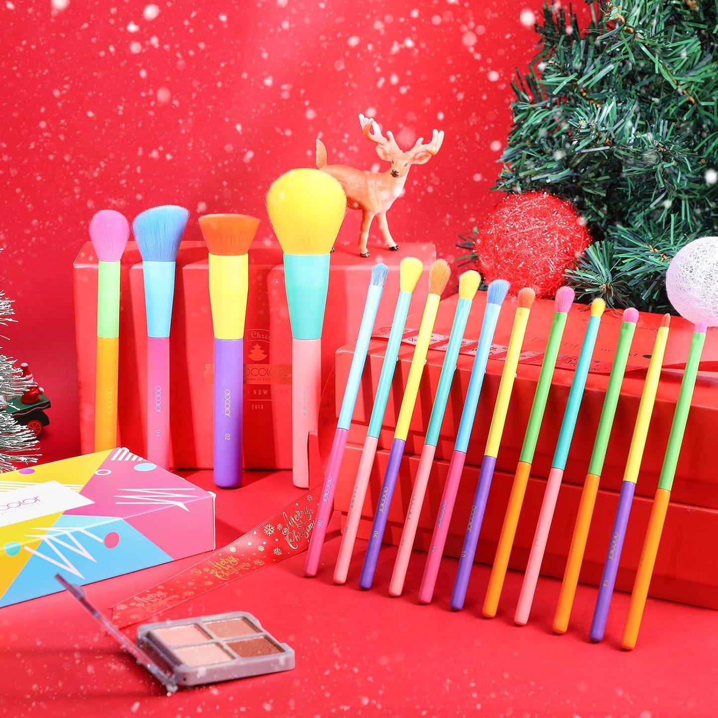 Makeup Brushes 15Pcs Colourful Makeup Brush Set Premium Gift Synthetic Kabuki Foundation Blending Face Powder Blush Concealers Eye Shadow Professional Make up Brush - Dream of Color