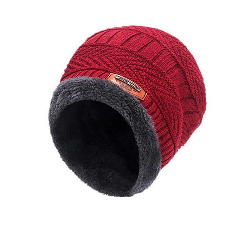 Damen Herren Mütze Strickmütze Fellmütze Weichem Innenfutter Warme Wintermütze