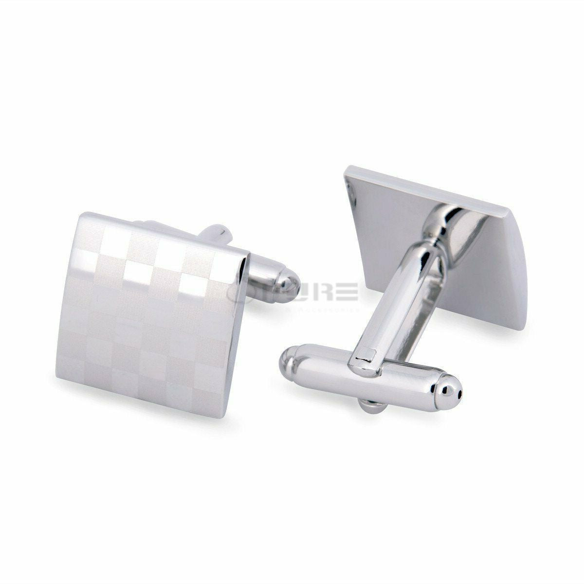 Classic Square Checkered Cuff Link 18Ct Gold Plated Men'S Formal Gift Cufflinks