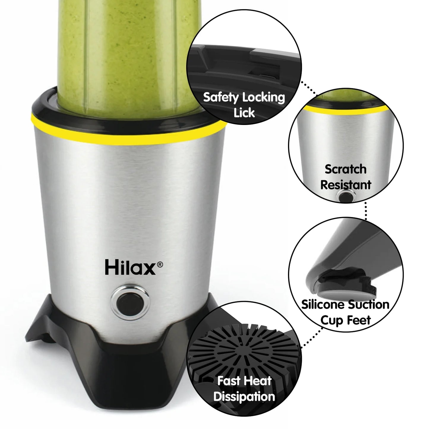 Professional Personal Portable Blender for Shakes, Smoothies, Food Preparation, and Frozen Blending - Includes 35 oz and 14 oz Bottles, 1200W, BPA Free (Silver)