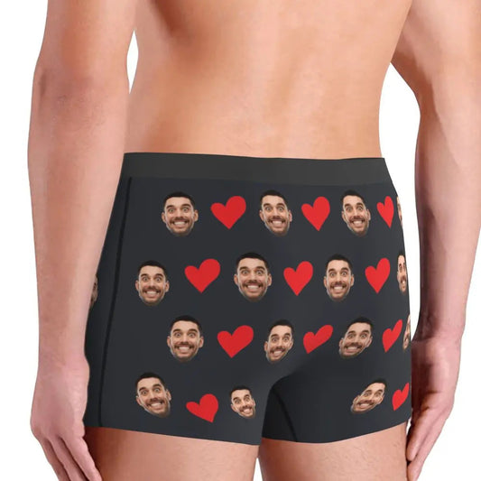 Personalized Face Photo Underwear Custom Heart Boxer Briefs Custom Men Briefs Gift For Husband - Anniversary Gift For Dad