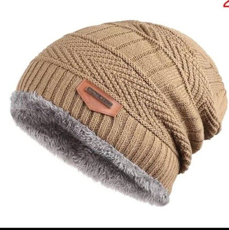 Damen Herren Mütze Strickmütze Fellmütze Weichem Innenfutter Warme Wintermütze