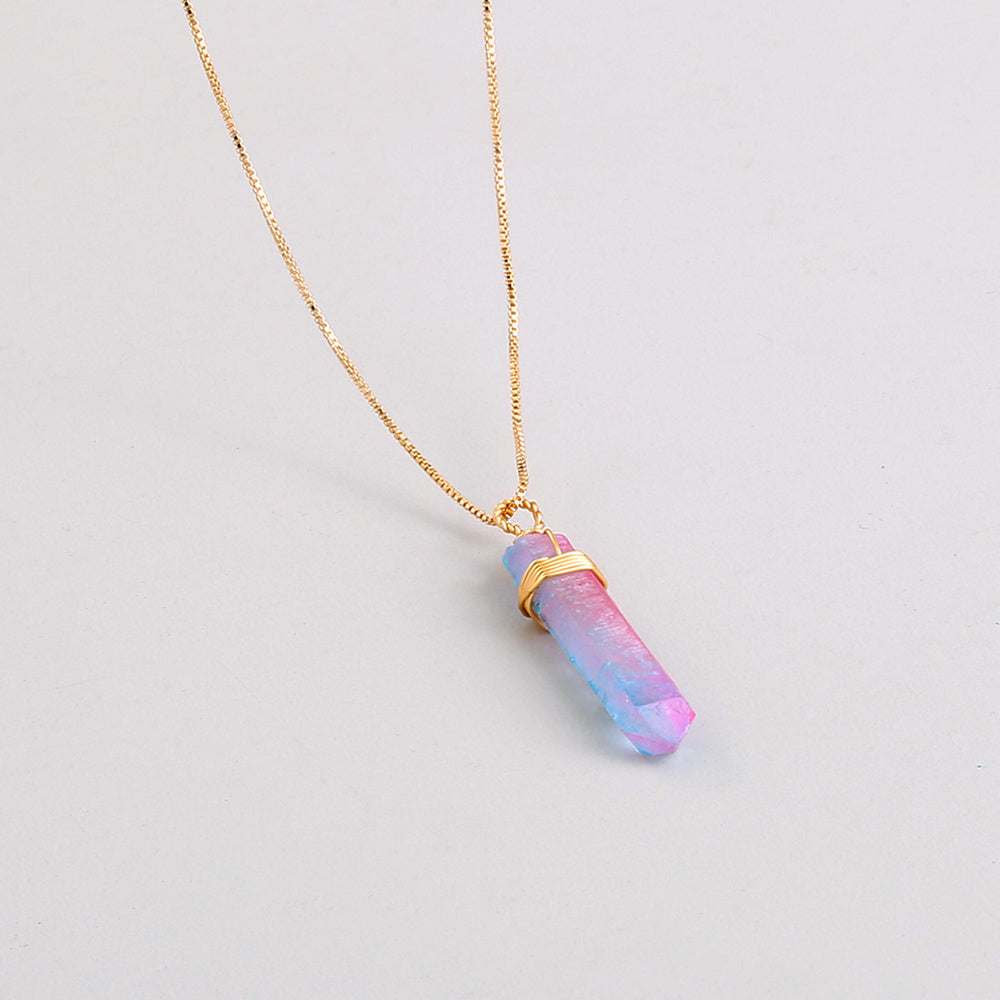 Natural Crystal Pillar Wrap Necklace