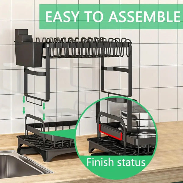 2nd Floor Large Kitchen Counter With Utensil Drying Rack, Equipped With Drainage Board, Prohibited From Sale On Temu Platform, Not Shipped On Weekends