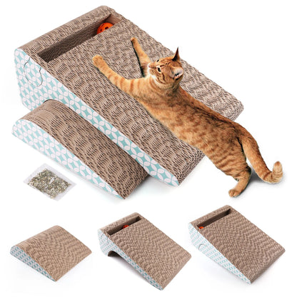 2-in-1 Removable Corrugated Cat Scratching Pad with Catnip and Ball