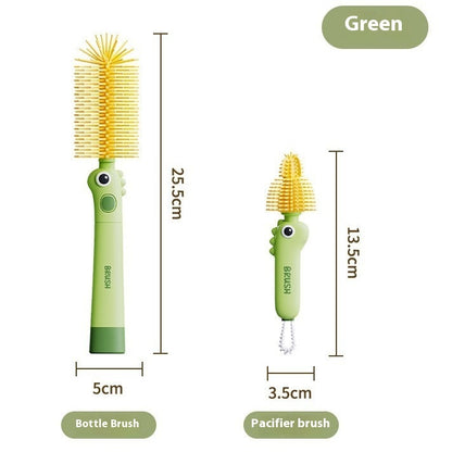 Little Dinosaur Two-in-one Soft Silicone Cup Brush Cleaning Brush