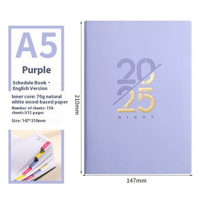 2025 Soft Leather A5 Daily Plan Schedule Book