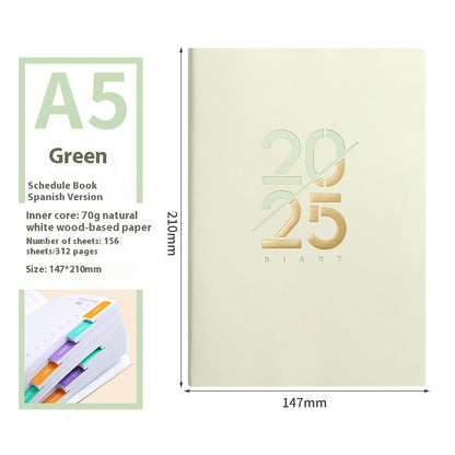 2025 Soft Leather A5 Daily Plan Schedule Book