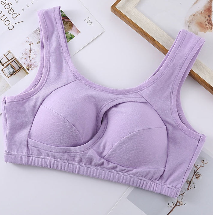 Plus Size Women Bra Ladies Cotton Quake-Proof Underwear Sleep Tops No Buckles Non Wire Lingerie With Removable Padded