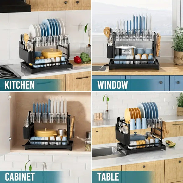 2nd Floor Large Kitchen Counter With Utensil Drying Rack, Equipped With Drainage Board, Prohibited From Sale On Temu Platform, Not Shipped On Weekends