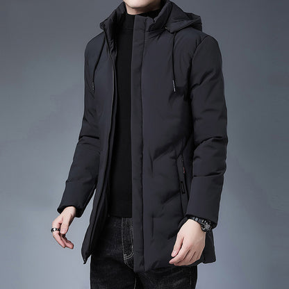 Casual Thickening Mid-length Hooded Detachable Warm-keeping Cotton Clothing