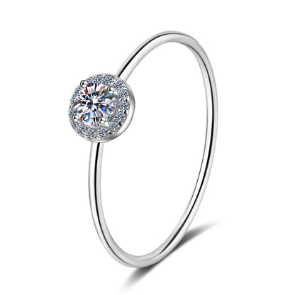 New Sterling Silver Gold Plated Moissanite Round Bag Ring