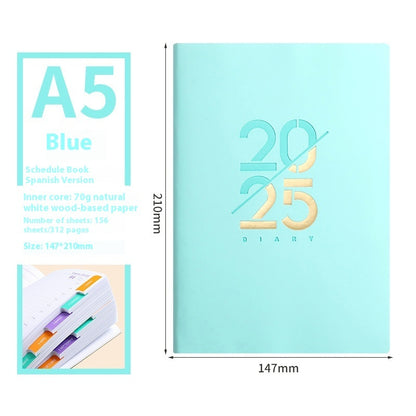 2025 Soft Leather A5 Daily Plan Schedule Book