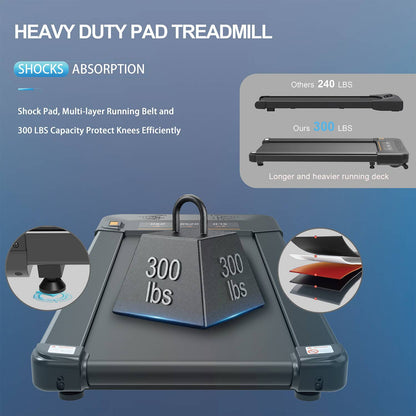 Under Desk Treadmill Walking Pad With Remote Controll Heavy Duty 2.5HP 300LBS