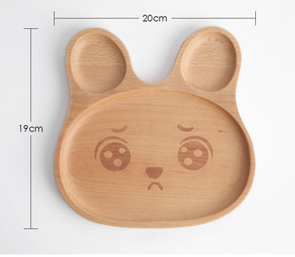 Wooden Plate Creative Tableware Beech Cartoon Rabbit Wooden Meal Plate