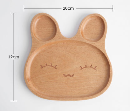 Wooden Plate Creative Tableware Beech Cartoon Rabbit Wooden Meal Plate