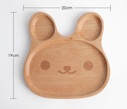 Wooden Plate Creative Tableware Beech Cartoon Rabbit Wooden Meal Plate