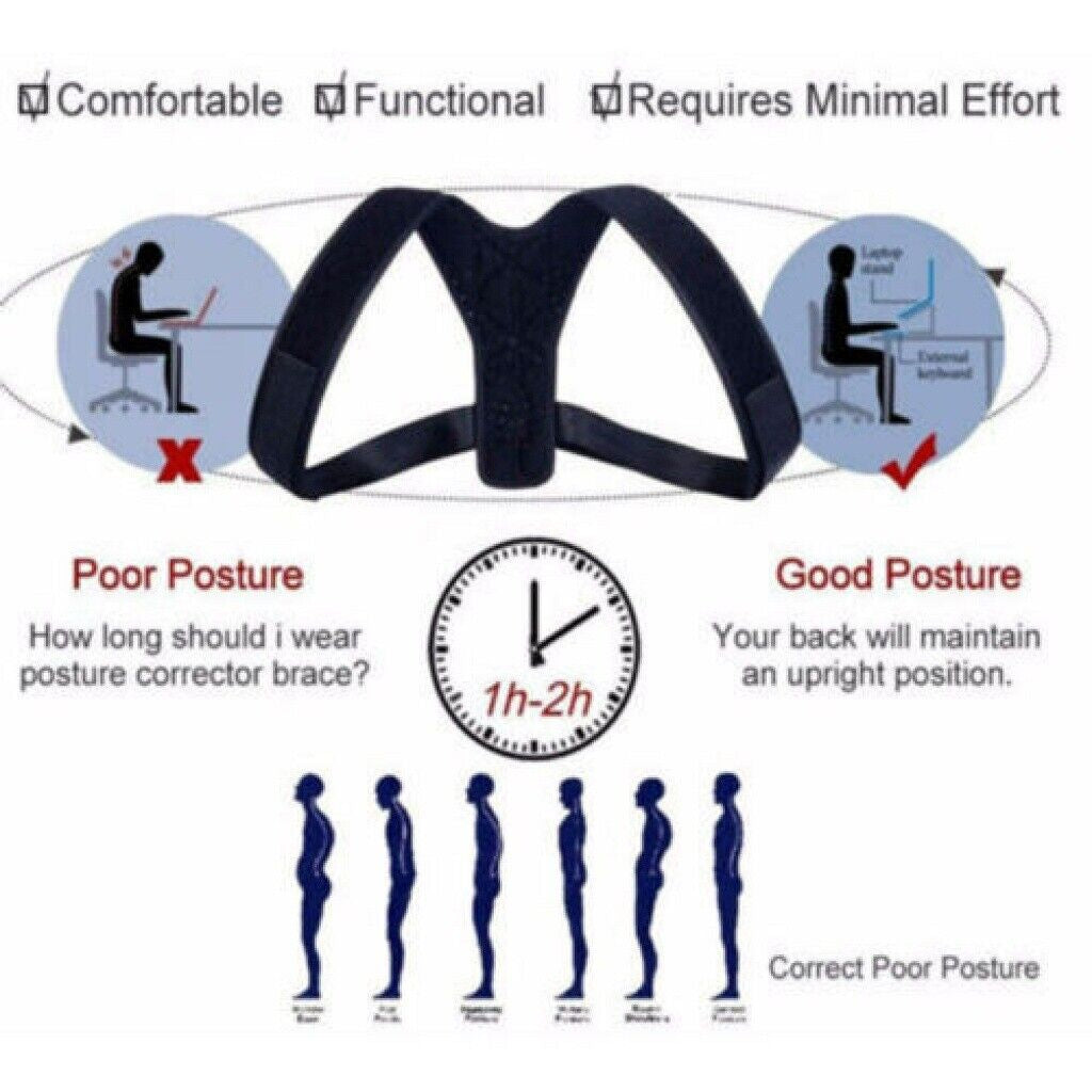 Posture Corrector Back Support Lumbar Shoulder Body Brace Wellness Support Belt