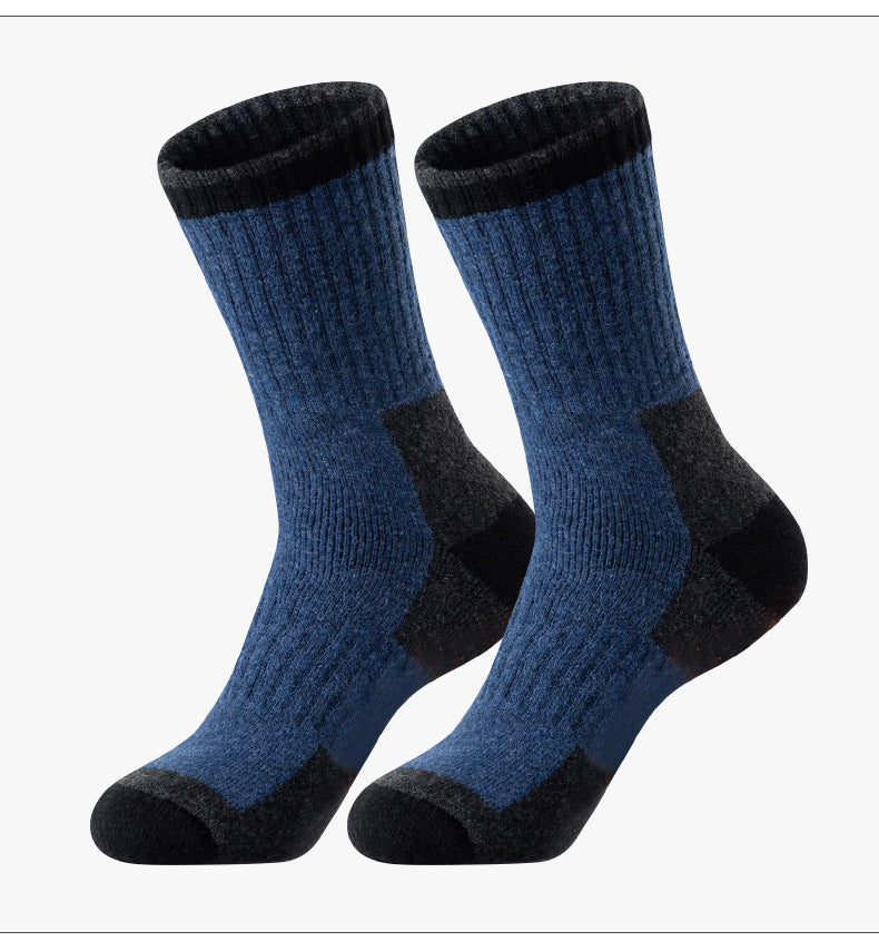 Wool Socks Men Fleece Lined Padded Warm Keeping Terry-loop Hosiery